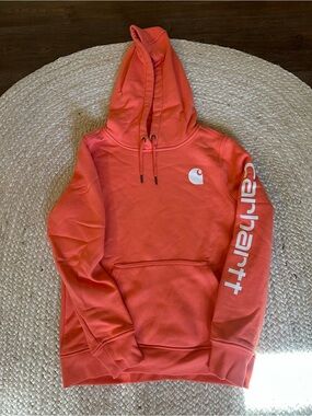 Carhartt Coral Orange Logo Hoodie